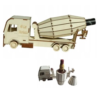 Drewniana Betoniarka Gruszka – Karafka 0,5L z Grawerem | Prezent dla Budowlańca i Kierowcy