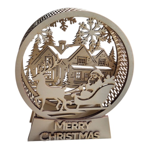 Drewniana ozdoba świąteczna 3D – MERRY CHRISTMAS baza laplki LED