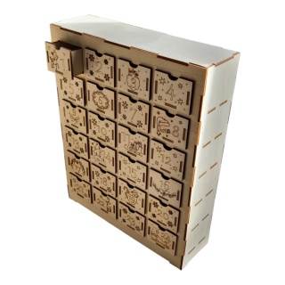 Drewniany kaledarz adwentowy z szufladkami