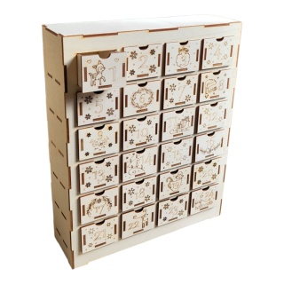 Drewniany kaledarz adwentowy z szufladkami