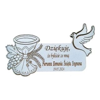 Magnes na lodówkę – Podziękowanie na Pierwszą Komunię Świętą z grawerem