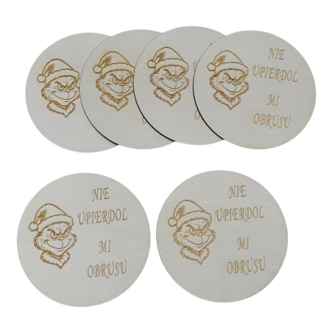 Podkładki pod kubek 10 cm – z humorem / grawer „Nie upierdol mi obrusu”