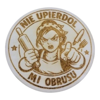 Podkładki pod kubek ze sklejki 3 mm 9 cm – „Nie upierdol mi obrusu” – komplet