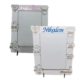 Ramka z metryczką dziecka 20x15 cm – personalizowana | Zdjęcie 10x15 cm