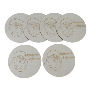 Świąteczne podstawki z mikołajem zestaw 6 sztuk wzór A