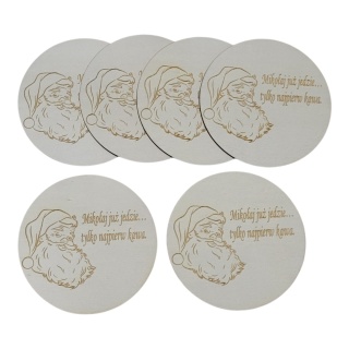 Świąteczne podstawki z mikołajem zestaw 6 sztuk wzór C