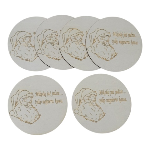 Świąteczne podstawki z mikołajem zestaw 6 sztuk wzór C